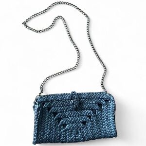 Elegant Black Woven Chain Strap Bag